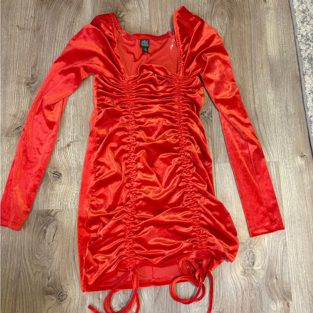 Wild Fable Bright Red Velvet Dress